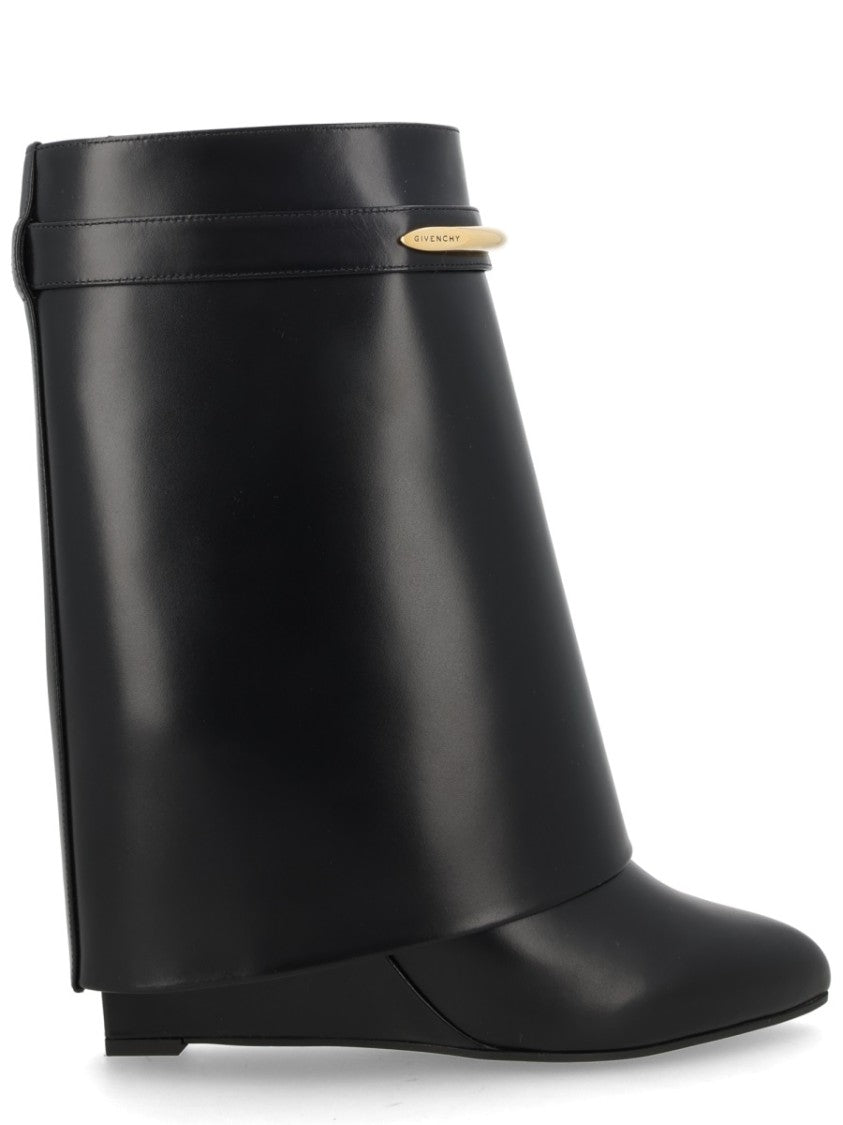Givenchy Shark Pinch Folded Concealed Wedge Calf Leather Ankle Boots