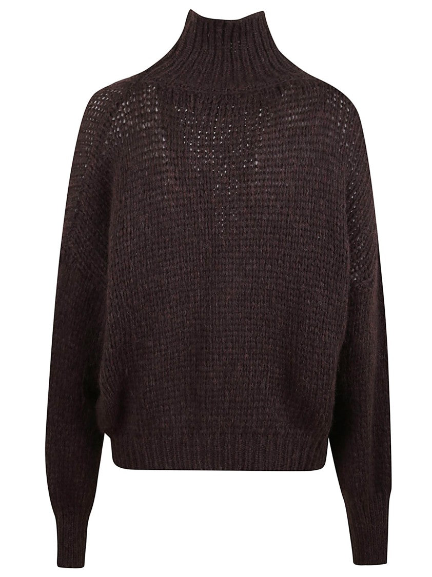 Roberto Collina Boxy-Fit Brown Alpaca Wool Turtleneck Sweater