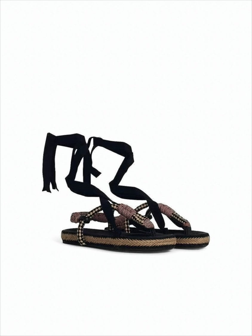 Isabel Marant Woven Black Sandals With Braided Strap