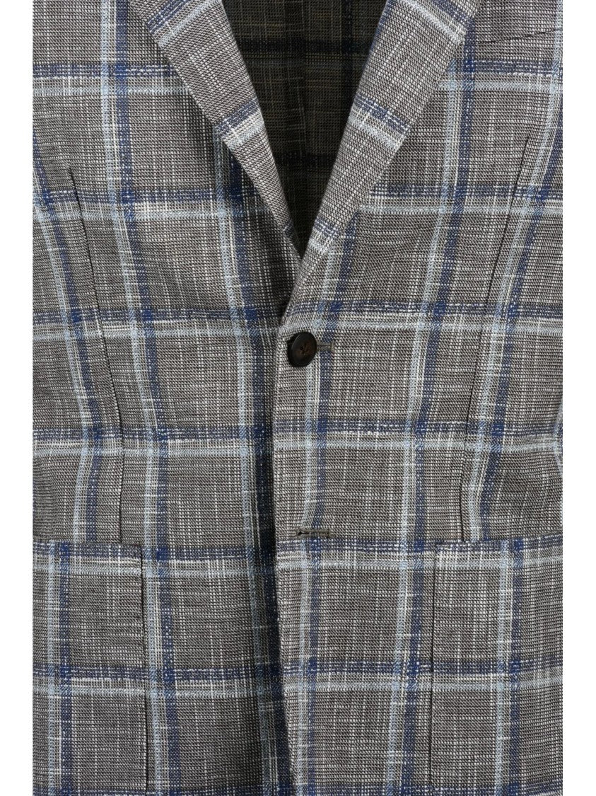 L.B.M. 1911 Grey Cotton Linen Silk Blazer Jacket