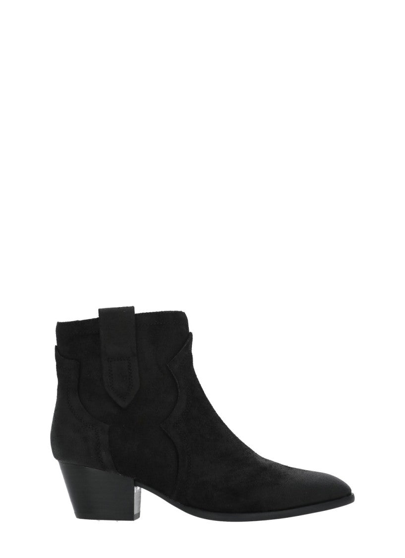 Ash Black Flare Arrow-Toe Suede Boots