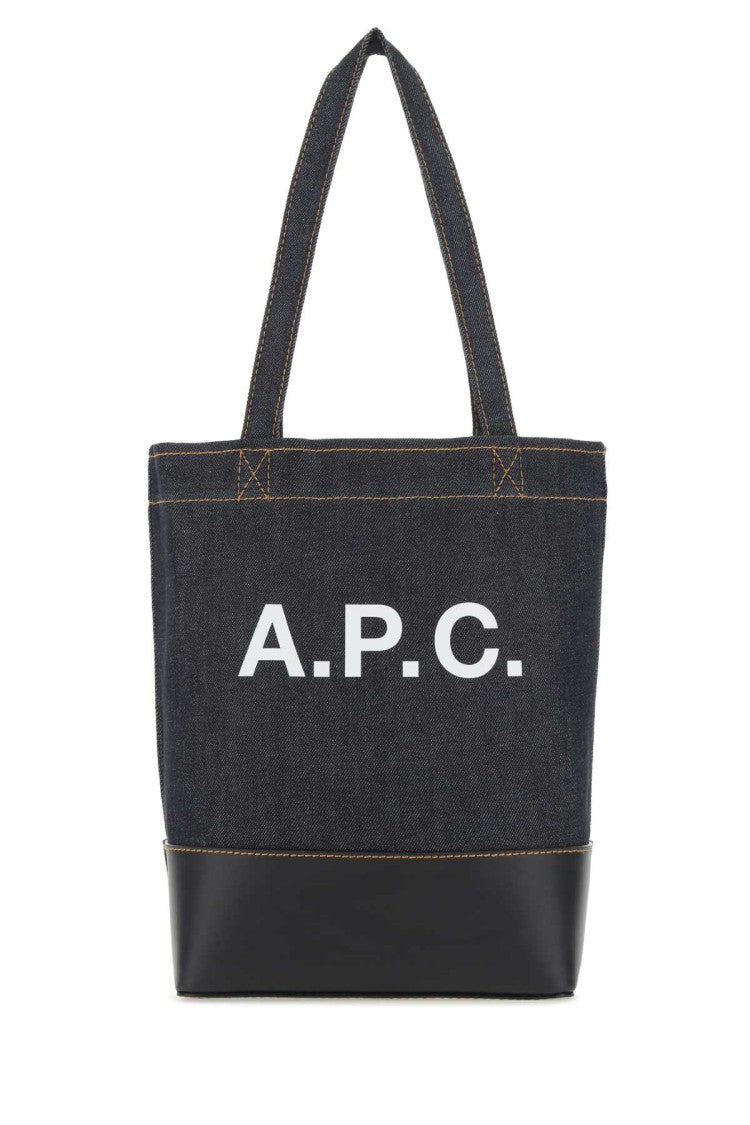 A.P.C. Structured Denim Tote Bag With Leather Base