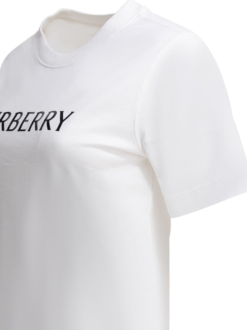 Burberry Textured Logo Print Cotton T-Shirt