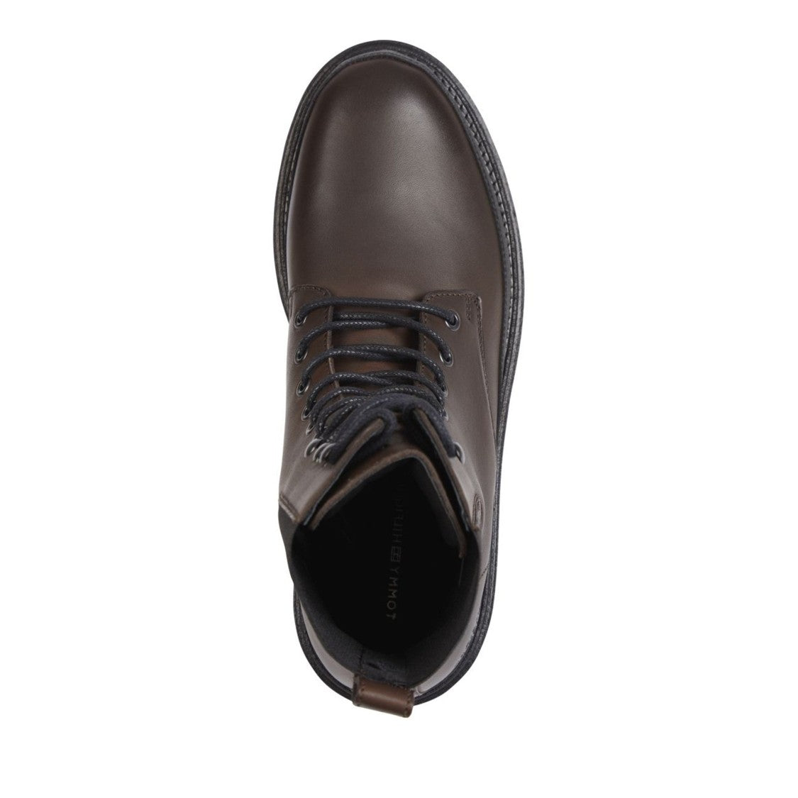 Tommy Hilfiger Brown Chunky Lace-Up Rugged Sole Leather Boots