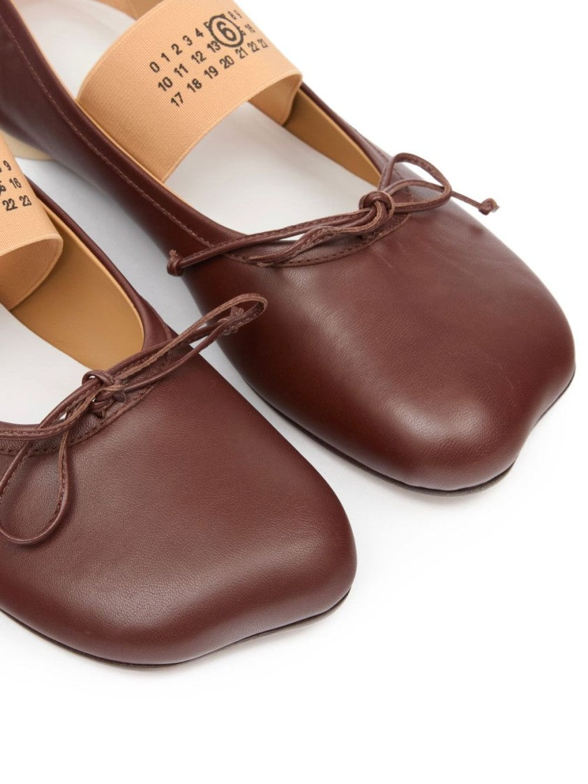 Mm6 By Maison Margiela Rich Brown Leather Ballerina Flats