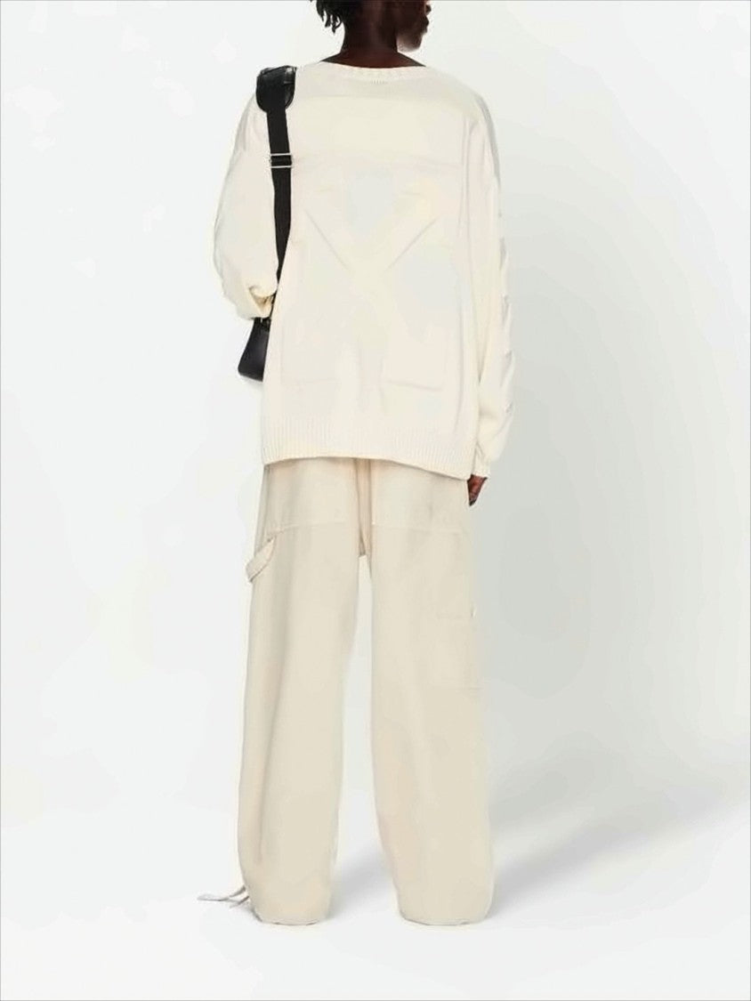 Off-White Relaxed Fit Knit Sweater With Textured Arrow Motif