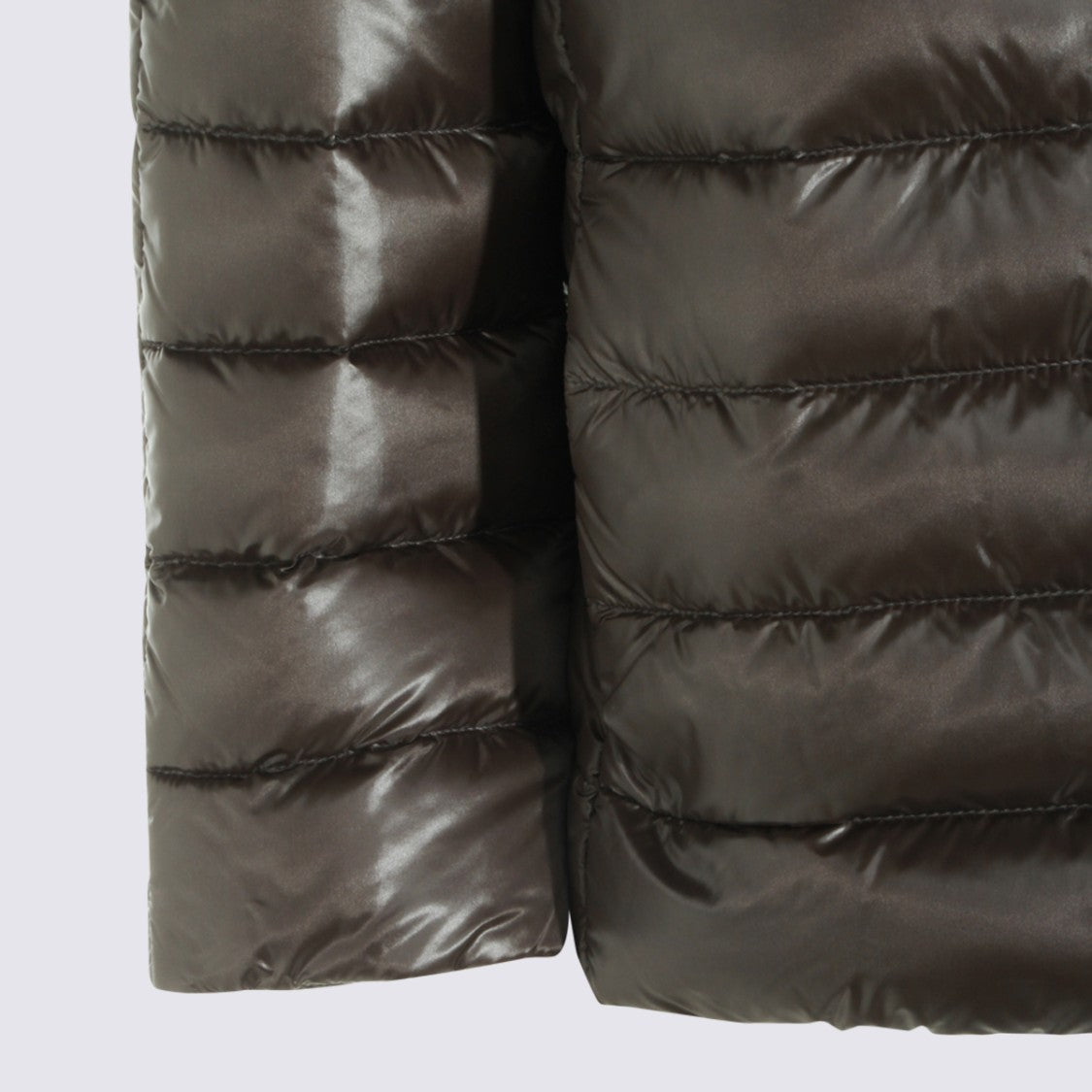 Herno Glossy Quilted Puffer Coat With High Collar And Boxy Silhouette
