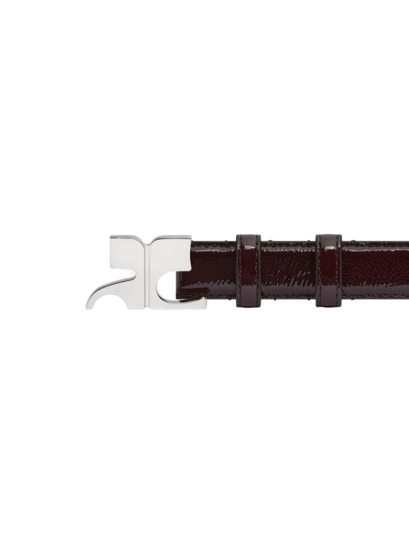 Courrèges Glossy Burgundy Patent Leather Belt
