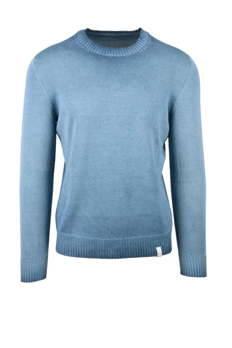 Luigi Gentile Cotton Crew Neck Sweater - Light Blue