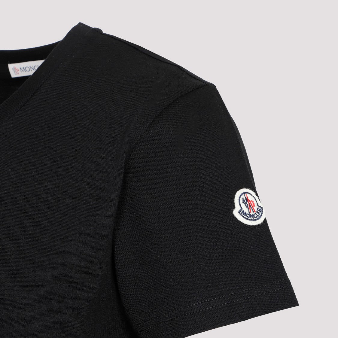 Moncler Black Cotton T-Shirt With Logo