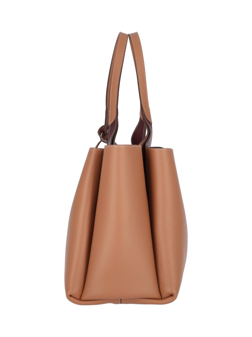 Tod's Medium Tote Bag In Brown Hammered Leather
