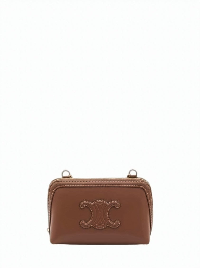 Celine Rectangular Calf Leather Crossbody Bag With Gold-Tone Hardware