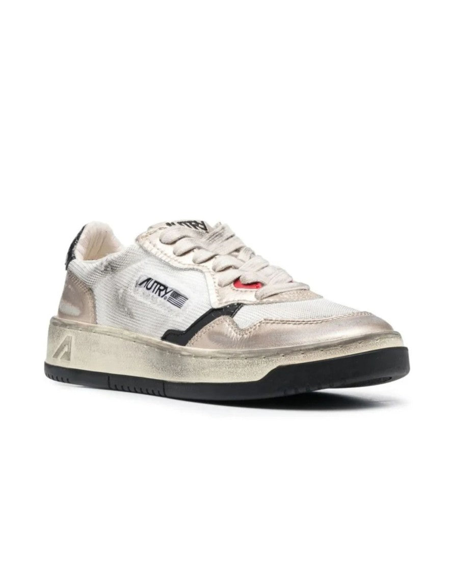 Autry Autry Sup Vint Low Wom Sneakers In Calf Leather Wht/Gold For Women Avlw Ms09 Wht/Gold