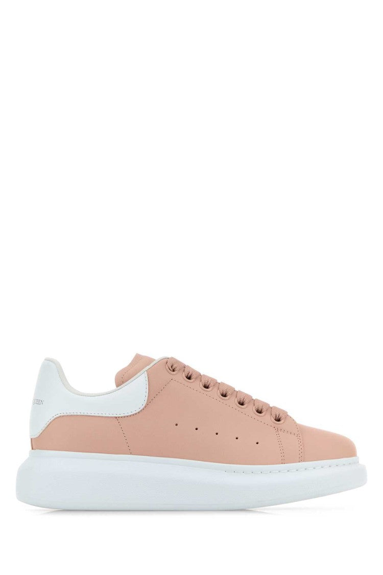 Alexander Mcqueen Pink Leather Sneakers With Light White Leather Heel