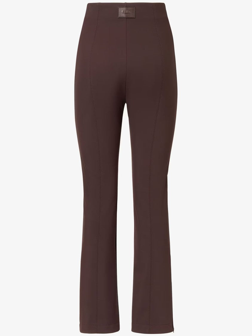 Fendi Fitted Brown High Waist Ankle-Zip Pants