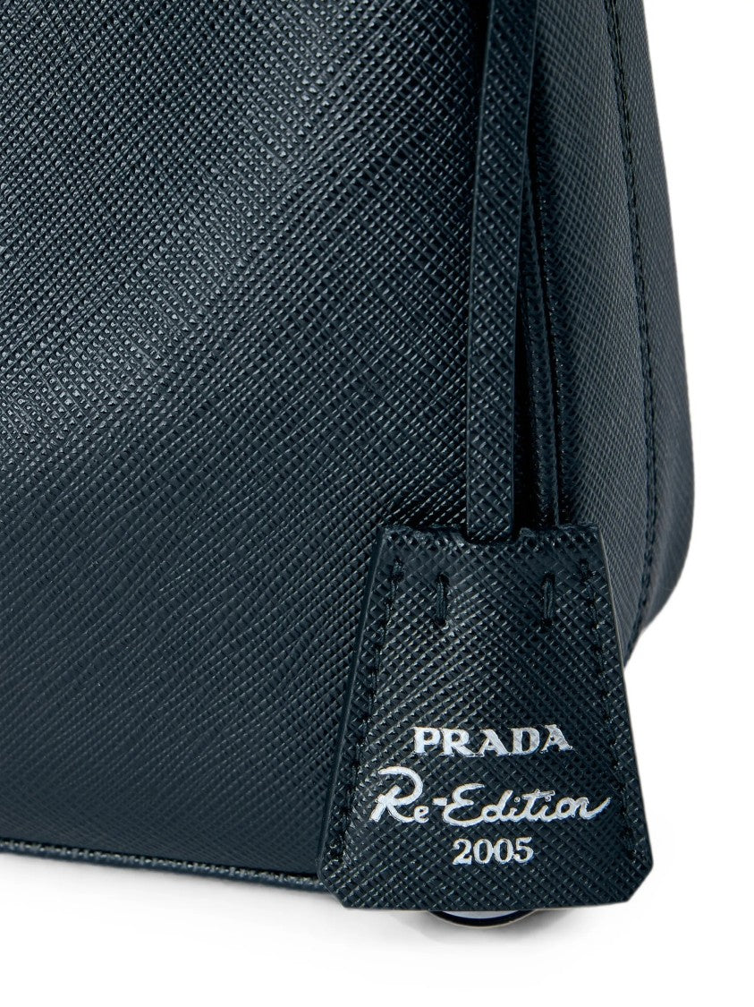 Prada Structured Textured Leather Handbag With Chain Handle