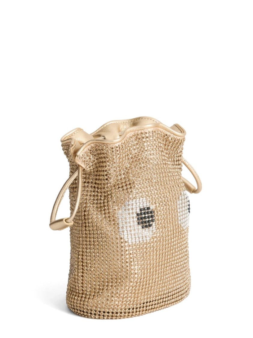 Anya Hindmarch Eyes Whimsical Drawstring Embellished Leather Shoulder Bag