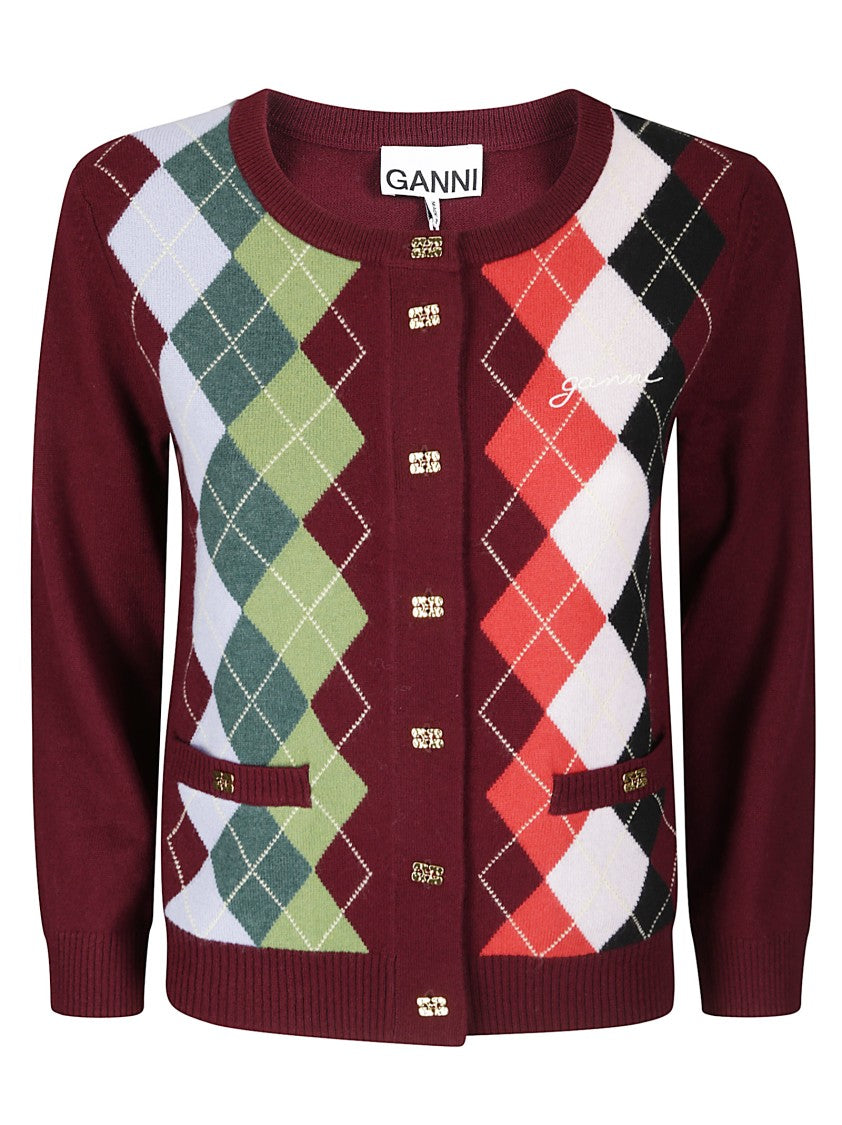 Ganni Argyle Pattern Cardigan