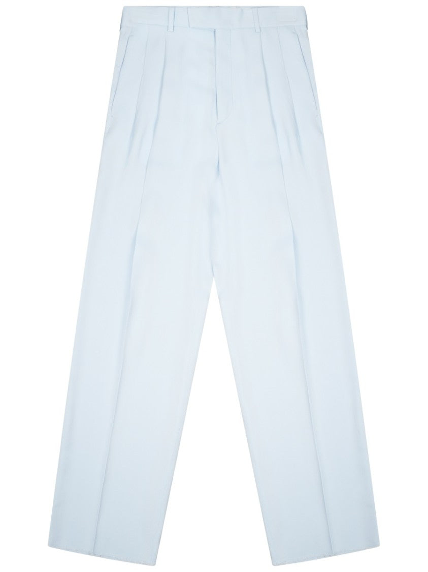 Bottega Veneta Silk Blend Tailored Pants With Front Pleats