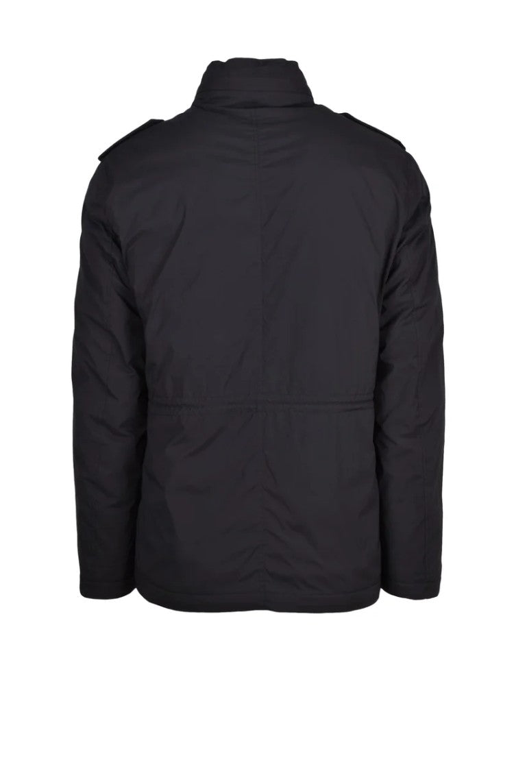 Mixture Down Jacket With Removable Hood - Black