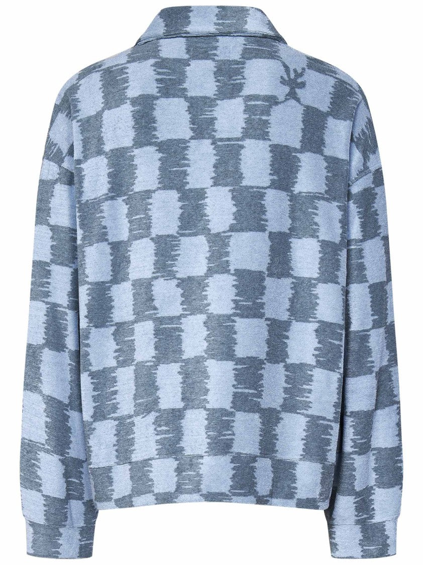 Bonsai Checked Pattern Boxy-Fit Polo Shirt In Stone