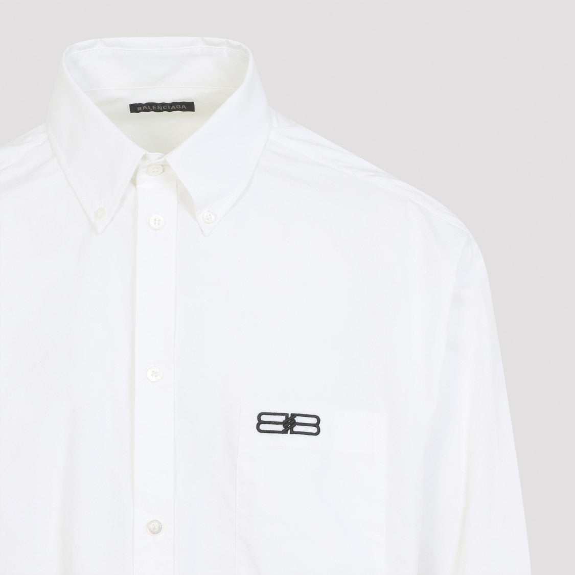 Balenciaga Classic White Button-Up Shirt With Embroidered Logo