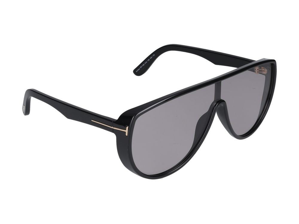 Tom Ford Black Glossy Oversized Shield Sunglasses