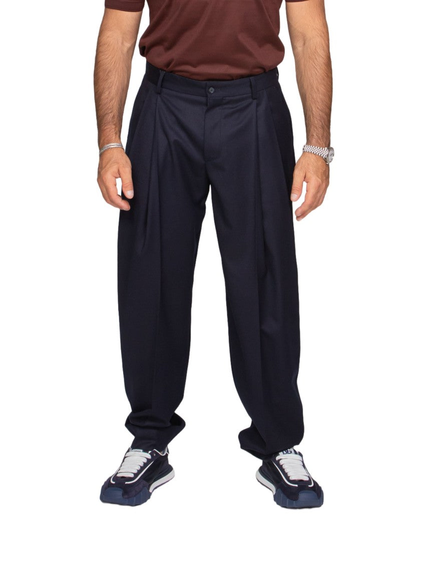 Dolce & Gabbana Pleated Wide-Leg Trousers With High Waist And Polished Finish