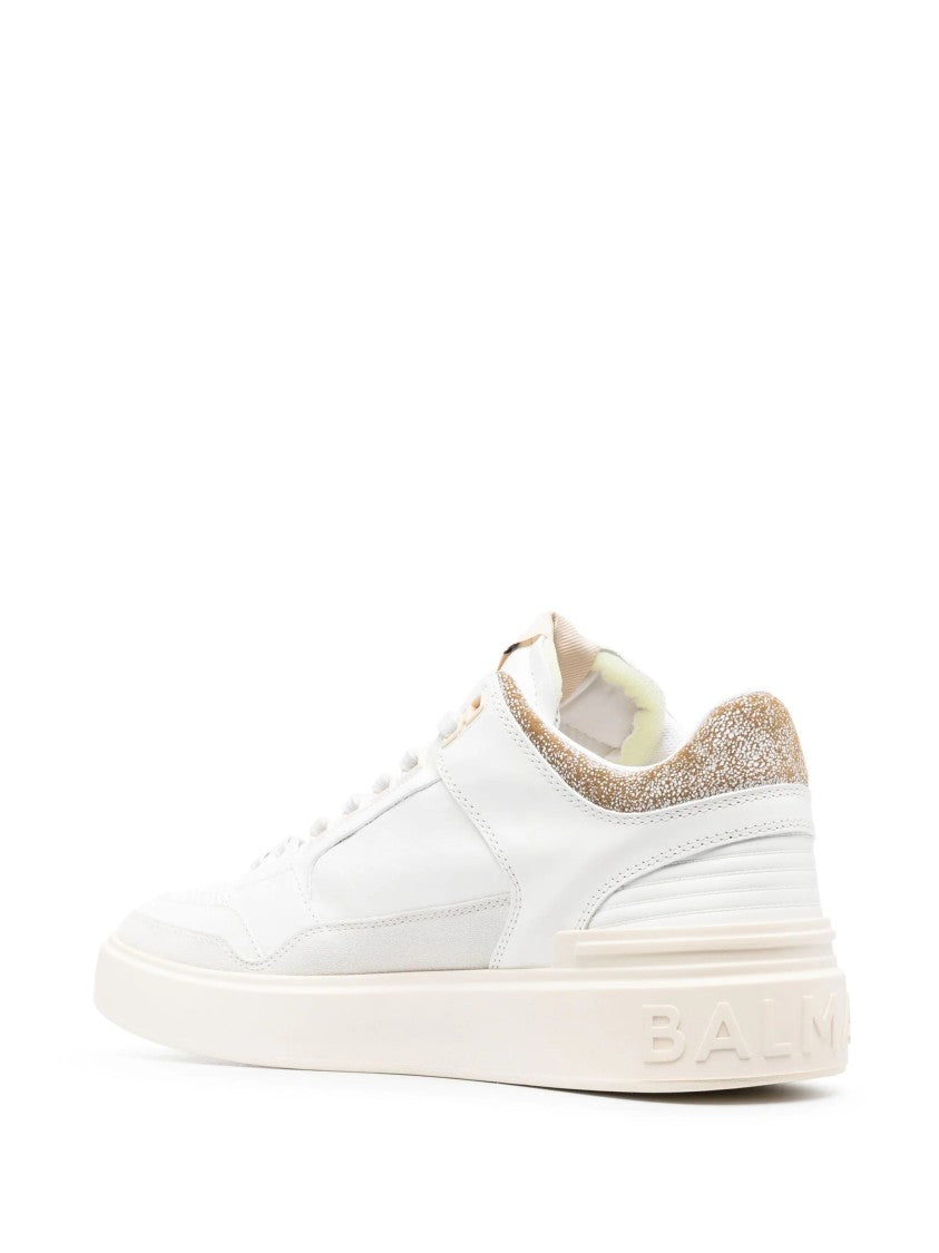 Balmain B Court Mid Top-Calfskin/Suede Trainers