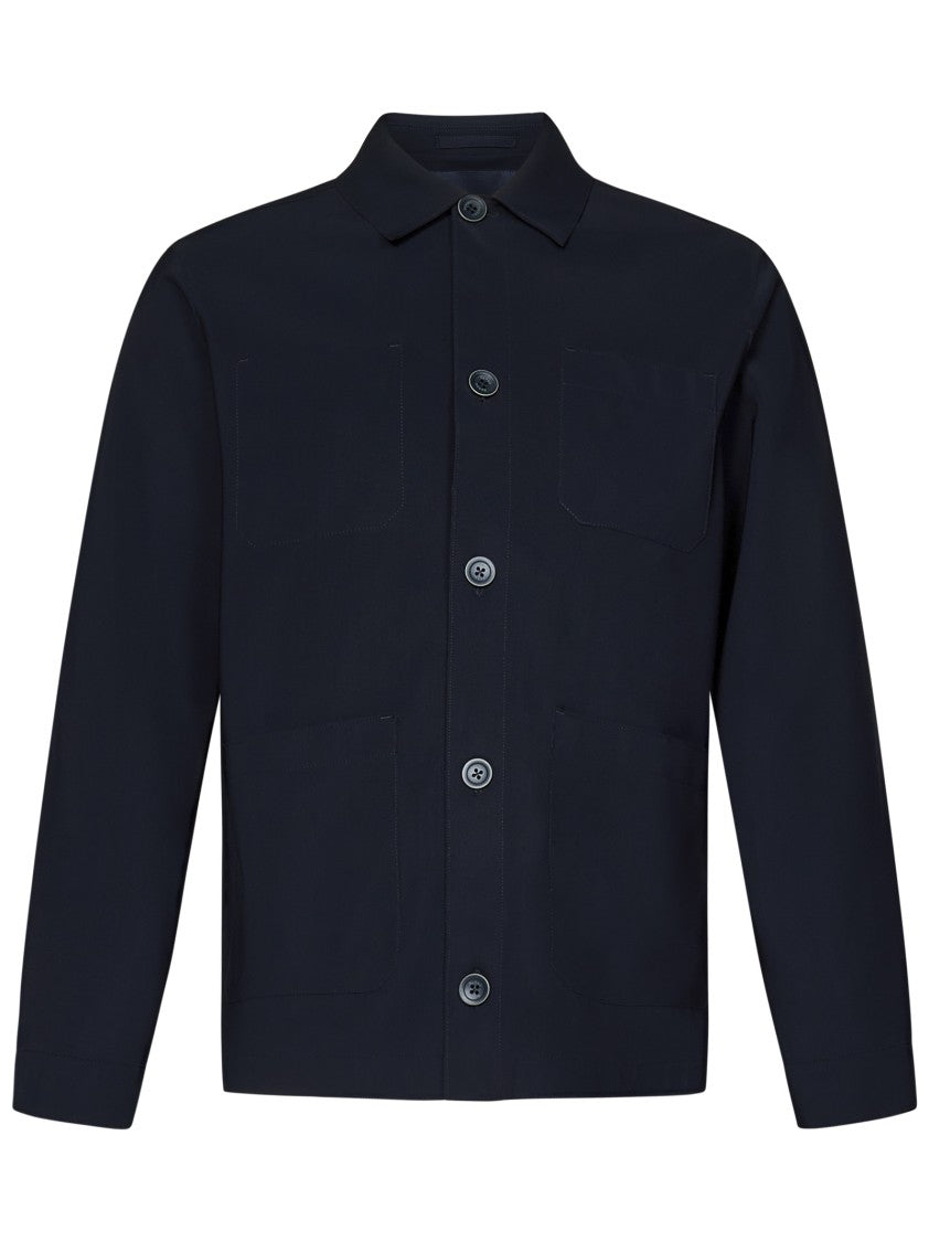 Herno Lightweight Navy Scuba Jacket With Button-Up Front