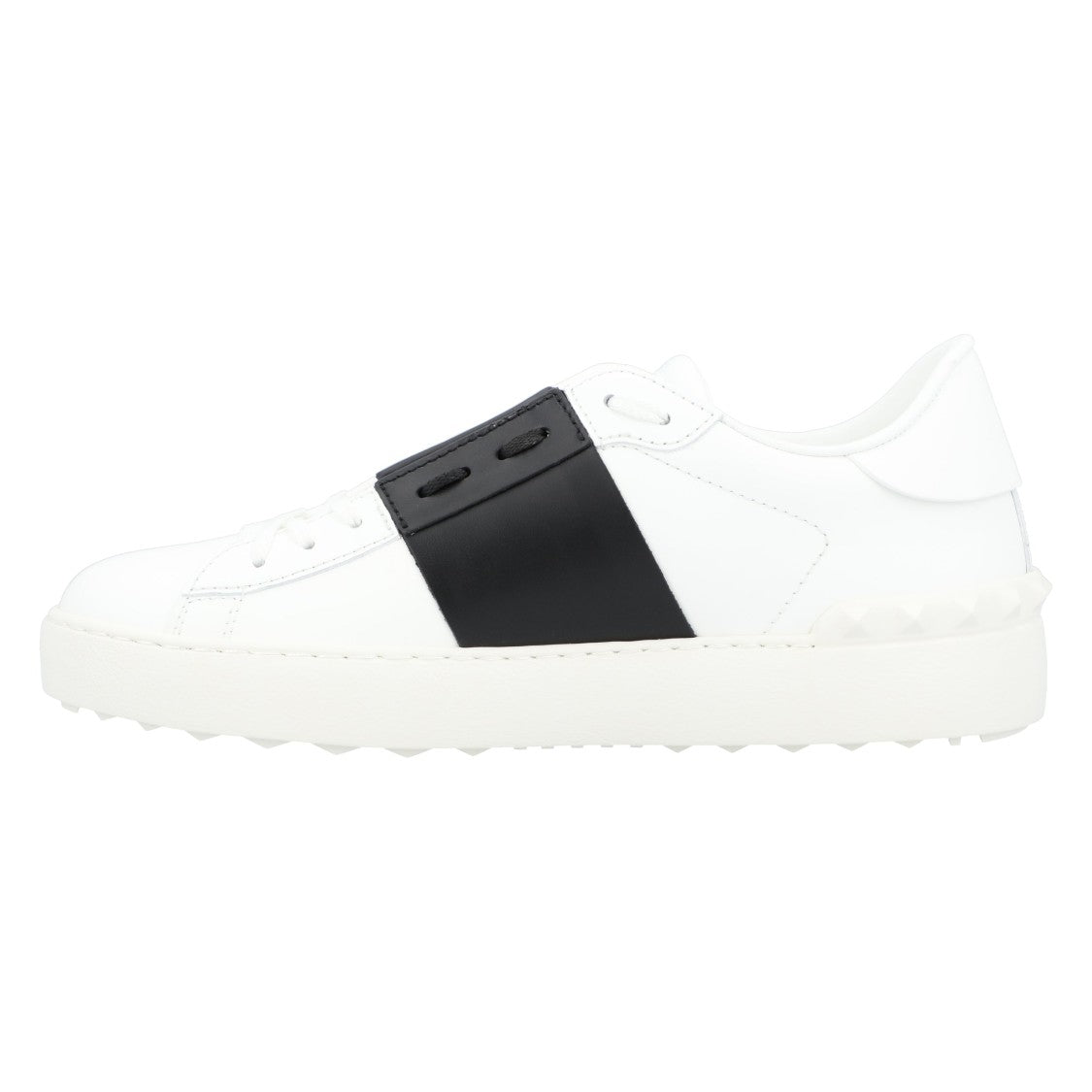 Valentino Calfskin Sneakers With Contrasting Bands And Rubber Studs