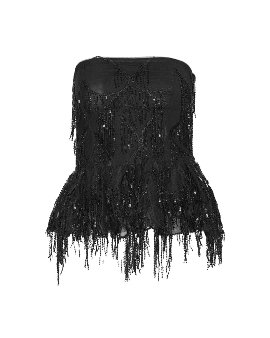 Rotate Black Sequin Top