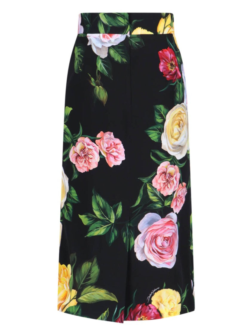 Dolce & Gabbana Floral Pencil Skirt – Black