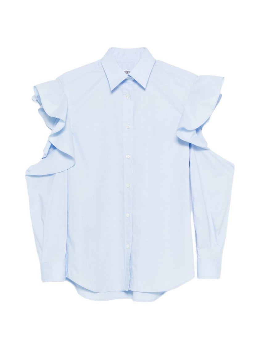 Moschino Light Blue Ruffled Cut Out Top
