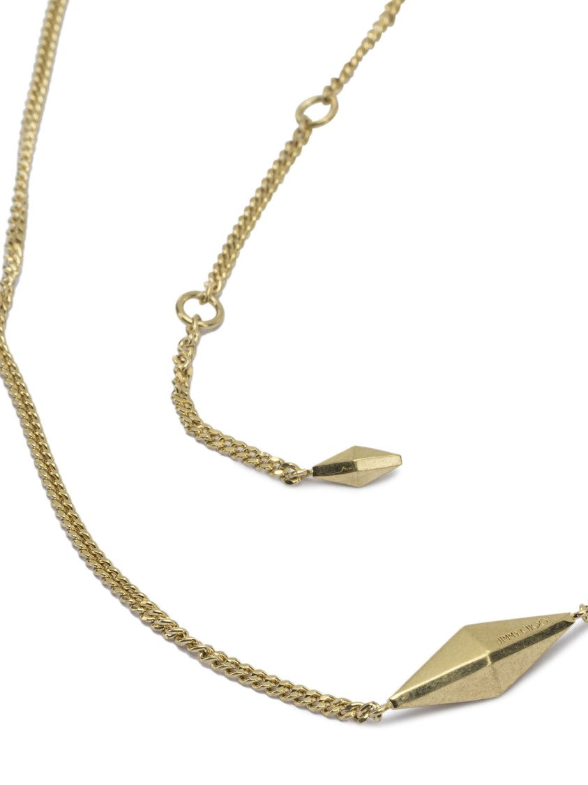 Jimmy Choo Gold-Toned Chain Necklace With Elongated Diamond Pendant