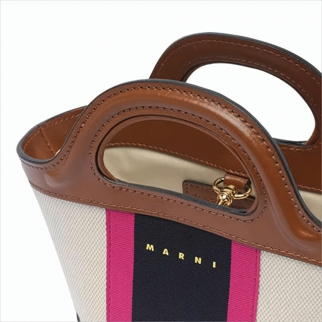 Marni Structured Beige Canvas Tote Bag With Vibrant Accents