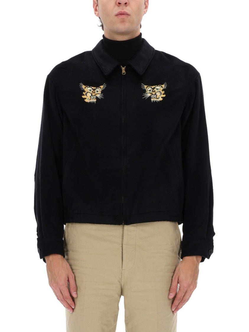 Visvim Black Silk Norad Blouson Bomber Jacket