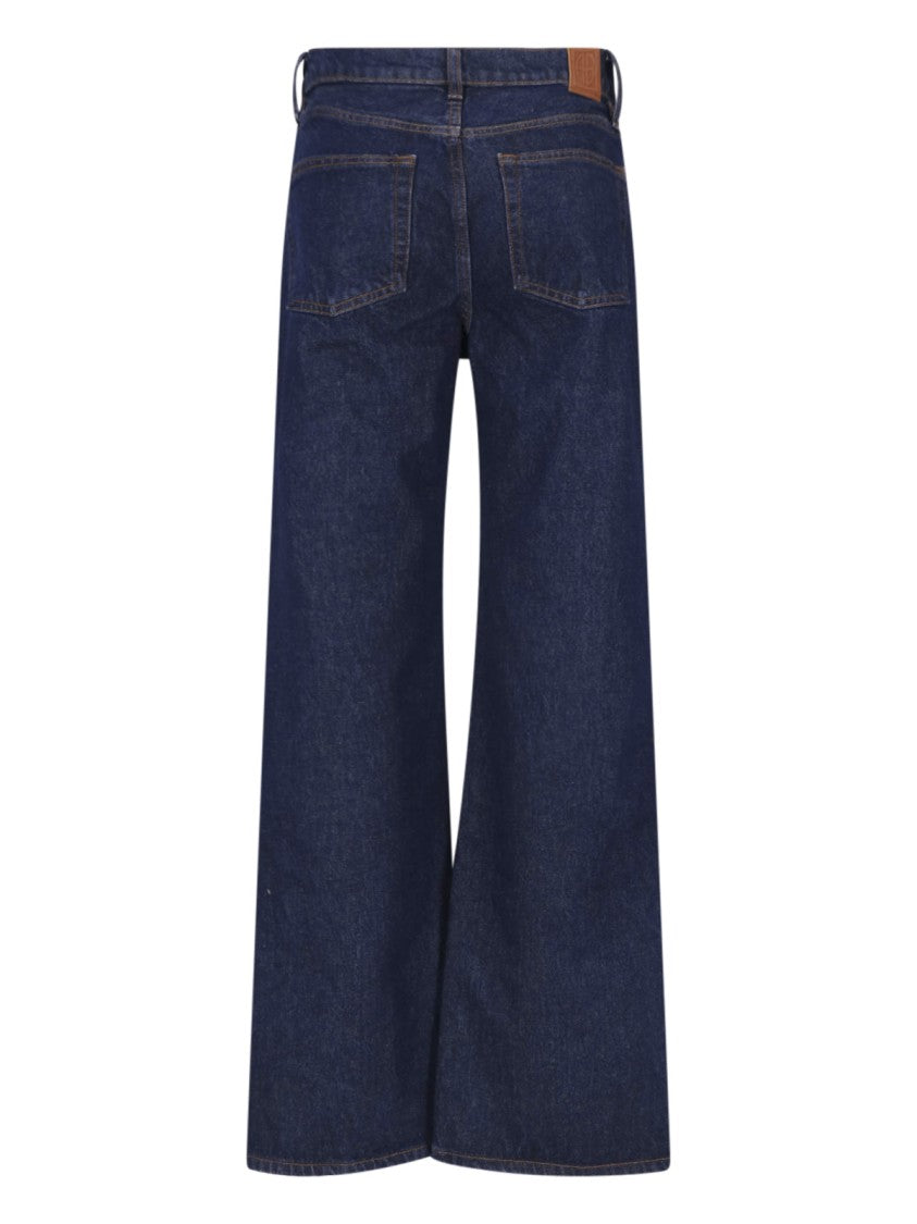 Anine Bing Dark Blue Brie Straight-Leg Cotton Denim Jeans