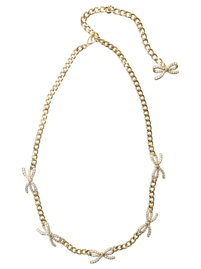 Self-Portrait Necklace With Bows With Crystals