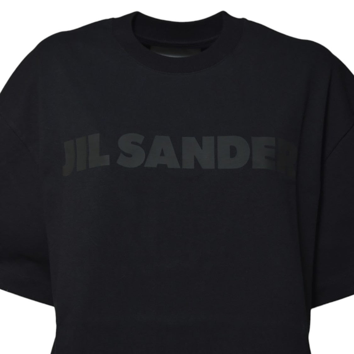 Jil Sander Black Cotton T-Shirt With Tone-On-Tone Logo