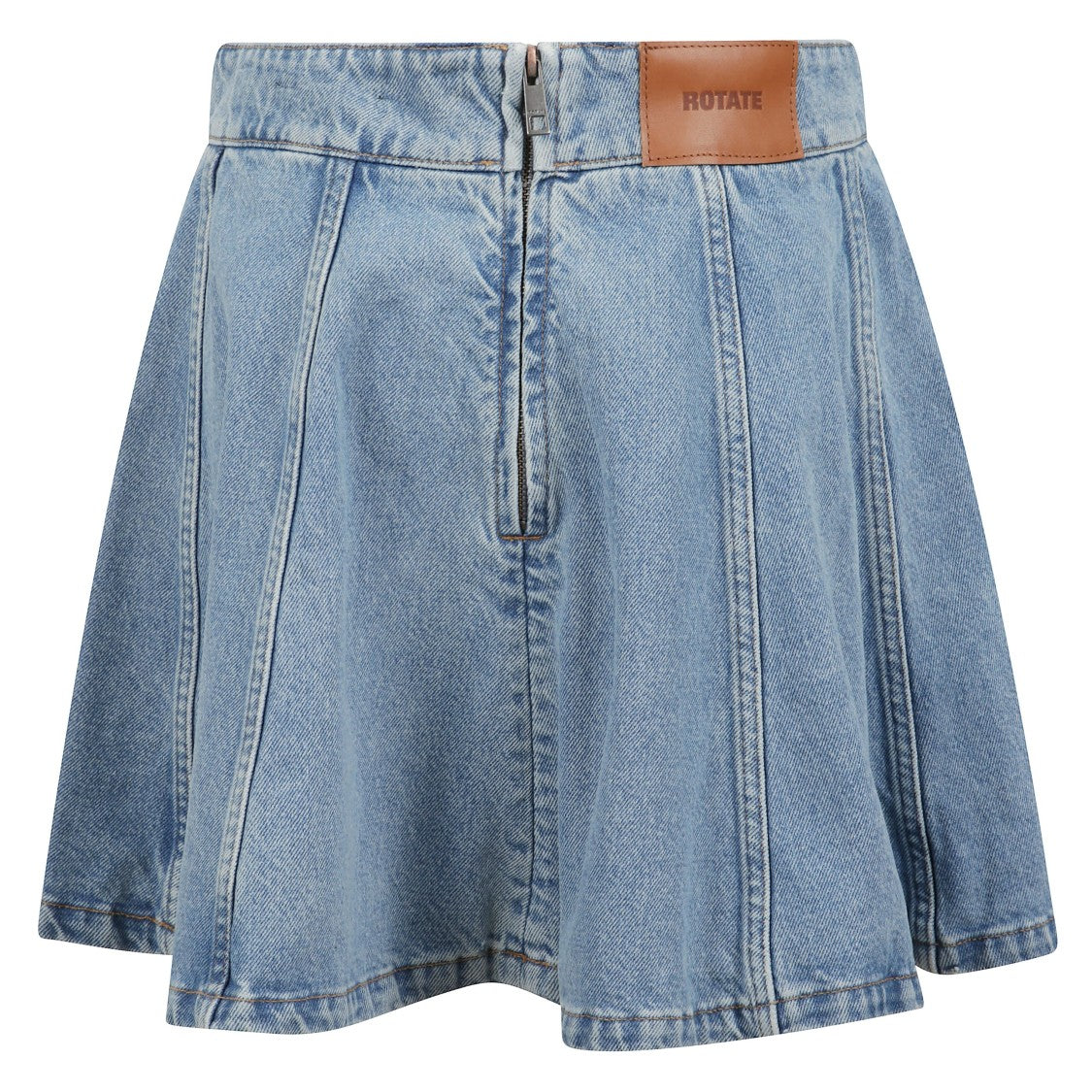 Rotate Structured Denim Mini Skirt