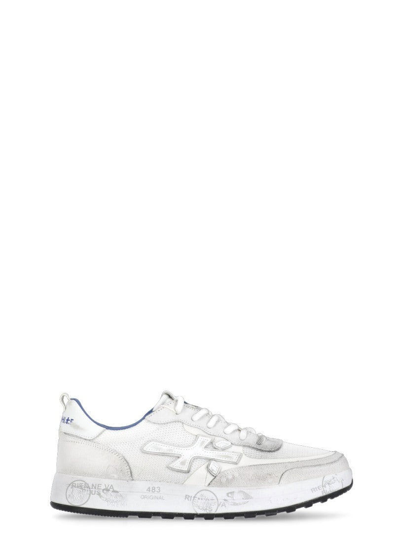 Premiata White Leather And Fabric Sneakers