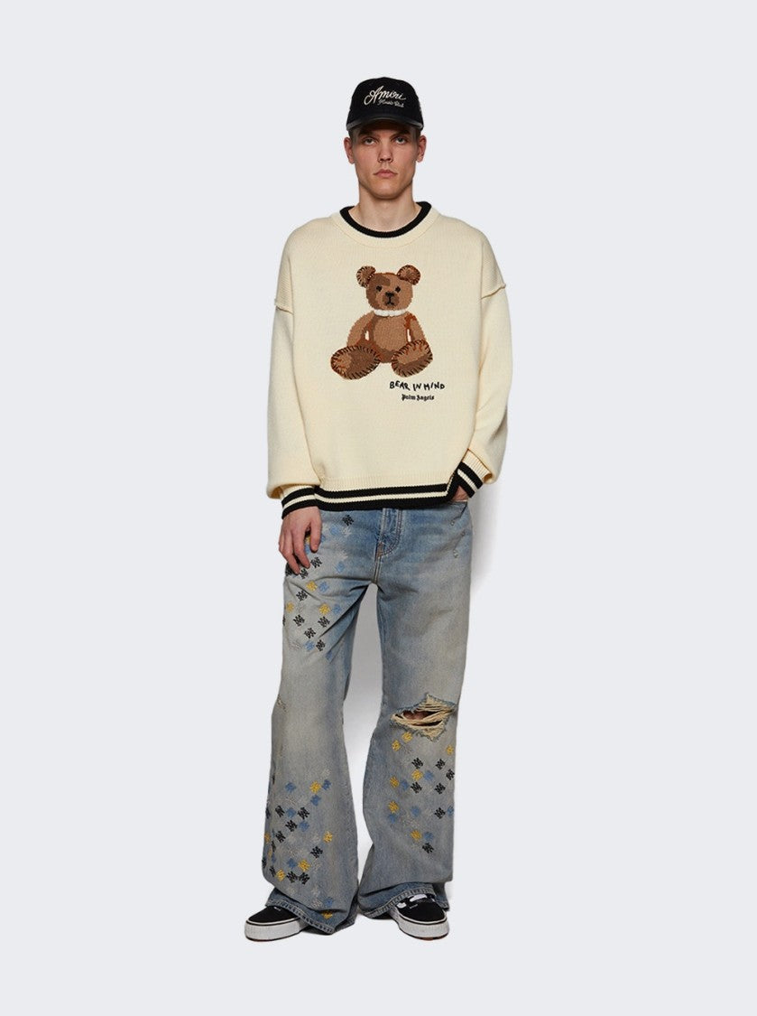 Amiri Ma Quad Embroidered Flare Jeans - Antique Indigo