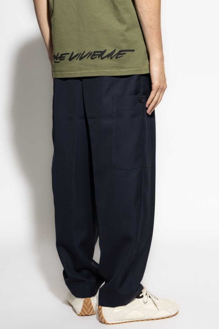 Kenzo Loose-Fit Wool Trousers With Wide Legs