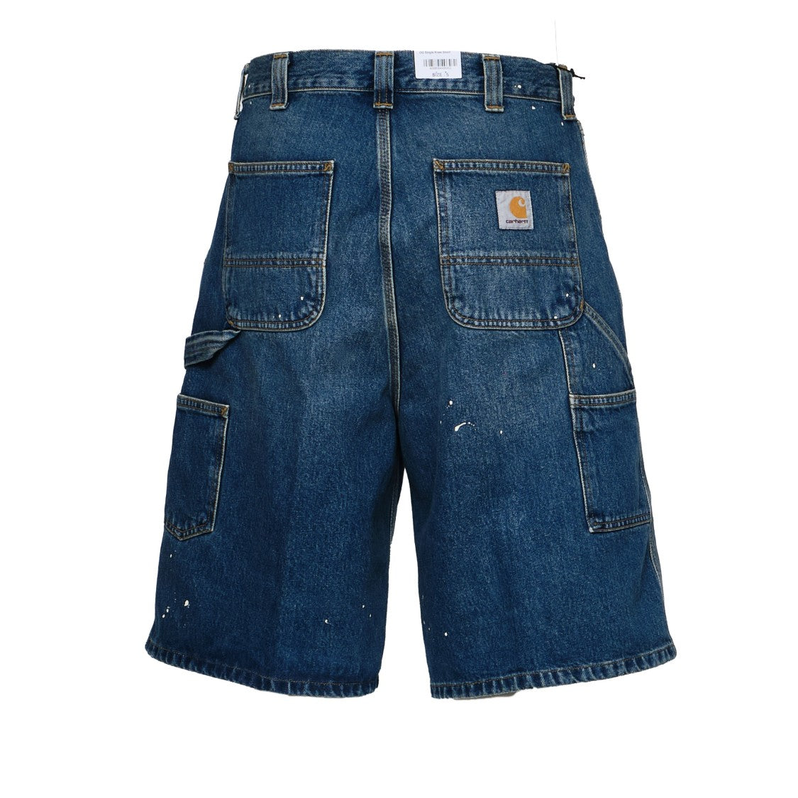 Carhartt Wip Wide-Fit Blue Denim Shorts With Distressed Finish And Tool Pockets