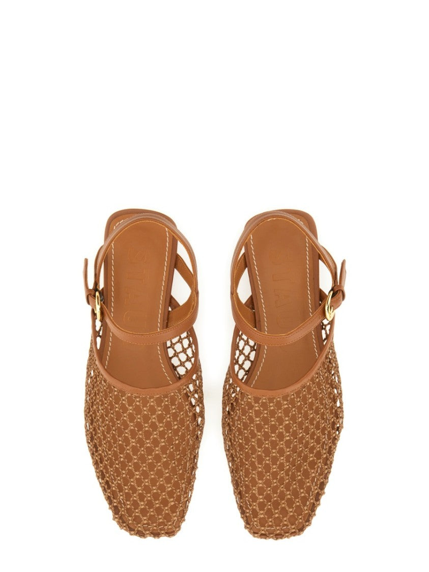 Staud Brown Netted Sandals