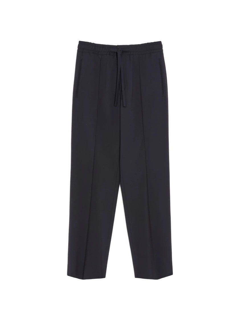 Valentino Tailored Black Mohair Pants With Embroidered Logo