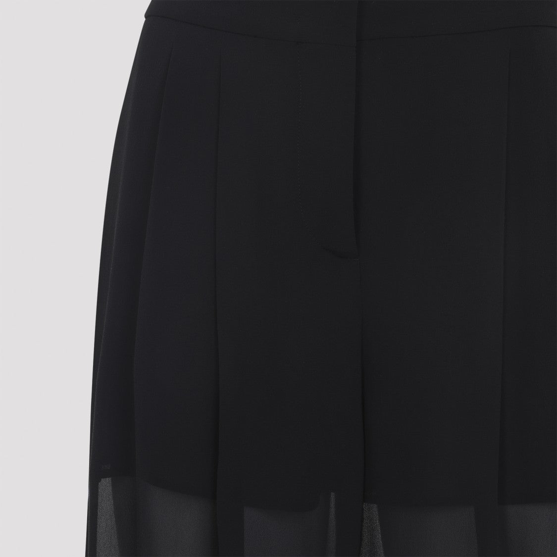 Alberta Ferretti High-Waisted Silk Pants With Sheer Overlay