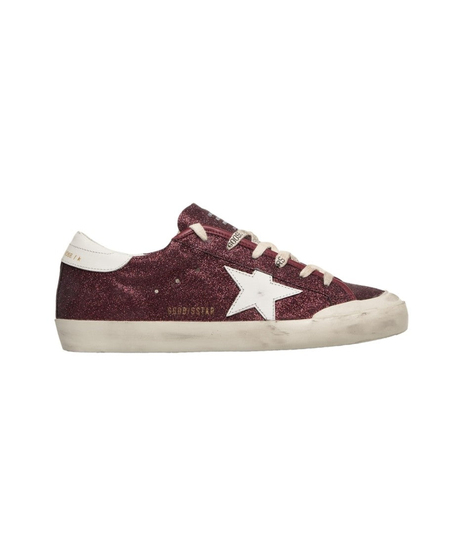 Golden Goose Vintage Red Sneakers With Glitter Accents