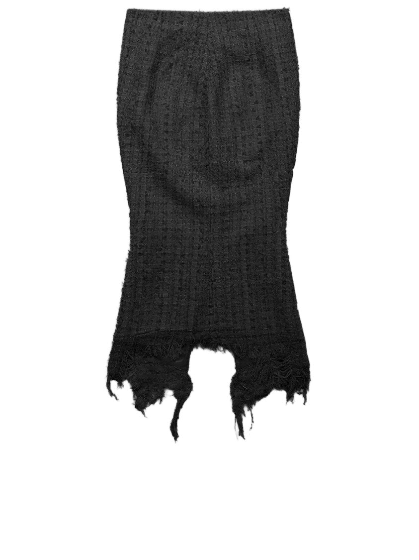 Matieres Fecales Black Fringed Cotton-Blend Skirt